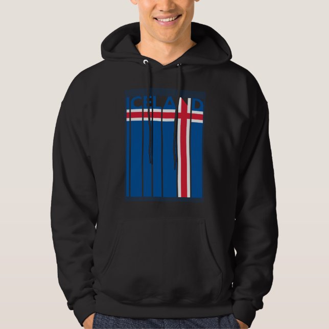 Iceland Vintage Icelandic Flag Vacation Hoodie (Framsida)