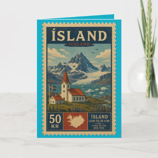 Iceland Vintage Stamp Kort