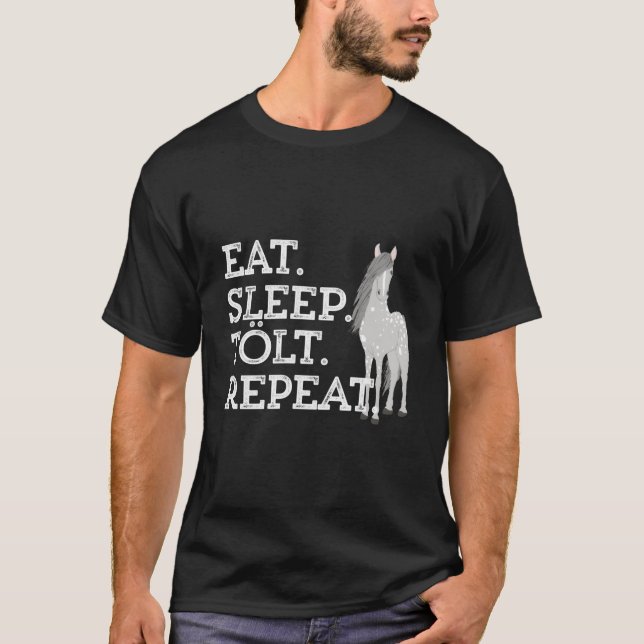 Icelandic Horse Saying Eat Sleep Tolt Toy Pony T Shirt (Framsida)