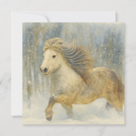 Icelandic Horse Winter Scene Card Julkort