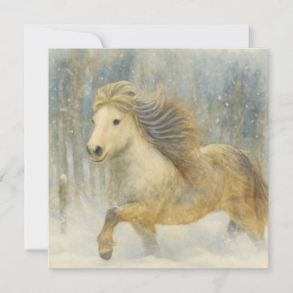 Icelandic Horse Winter Scene Card Julkort