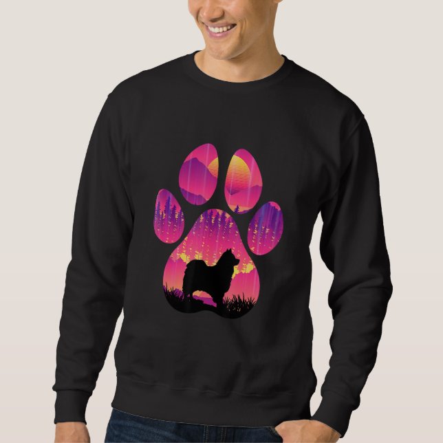 Icelandic Sheepdog Paw Mom Dad Dog  Women Men Lång Ärmad Tröja (Framsida)