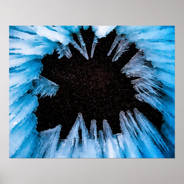 Ices Cave/ Starry Bevalt Blue Crystal Icicle Poster (Framsidan)