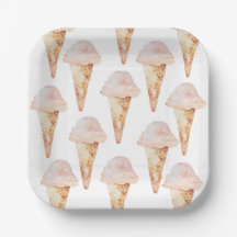 Ices Cream Cone 7’ Square Papper Plate