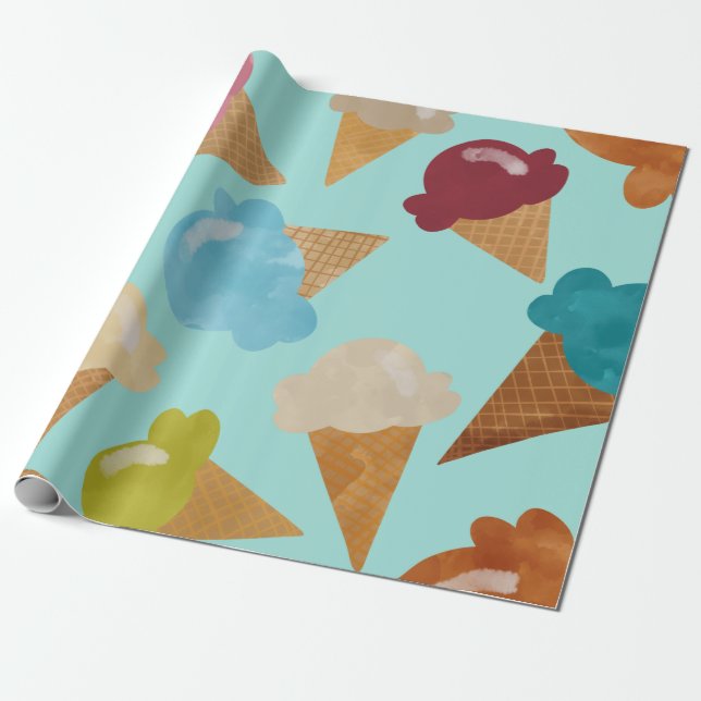 Ices Cream Cones for Days Presentpapper (Utrullad)
