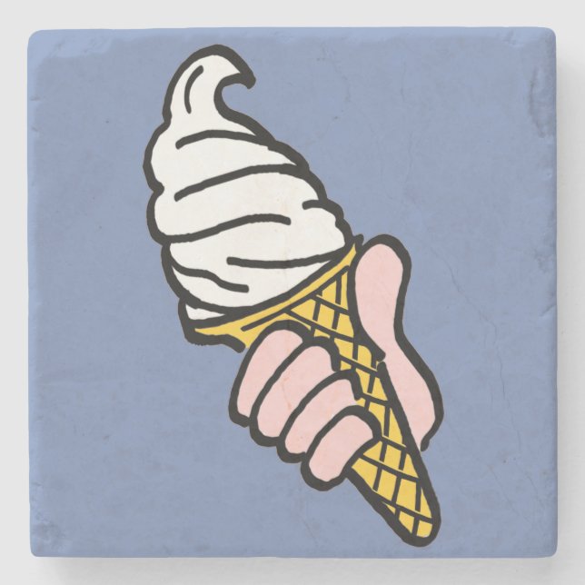 Ices Cream Design med Ice Cream Cone på en gång Stenunderlägg (Framsidan)