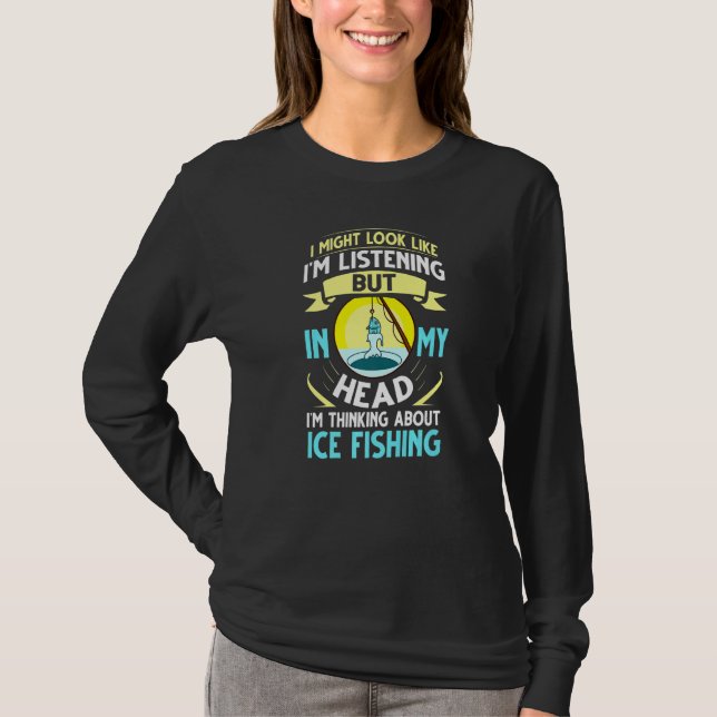 Ices Fisherman Tält Fisher Rod Fish Finder T Shirt (Framsida)