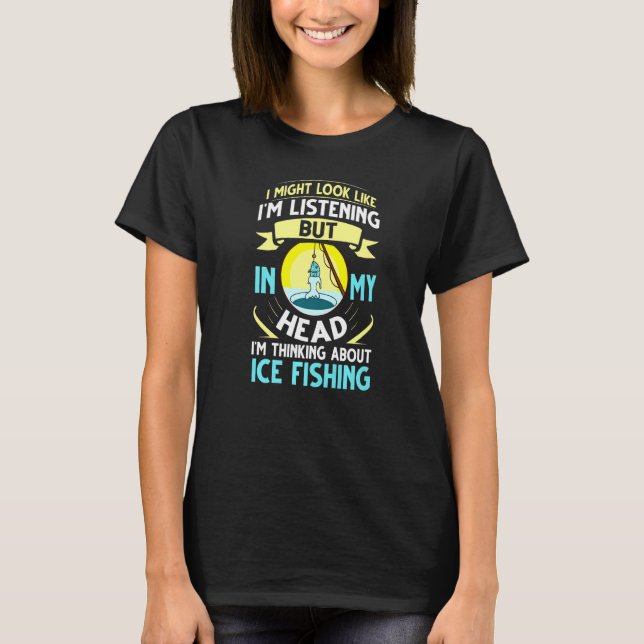 Ices Fisherman Tält Fisher Rod Fish Finder T Shirt (Framsida)