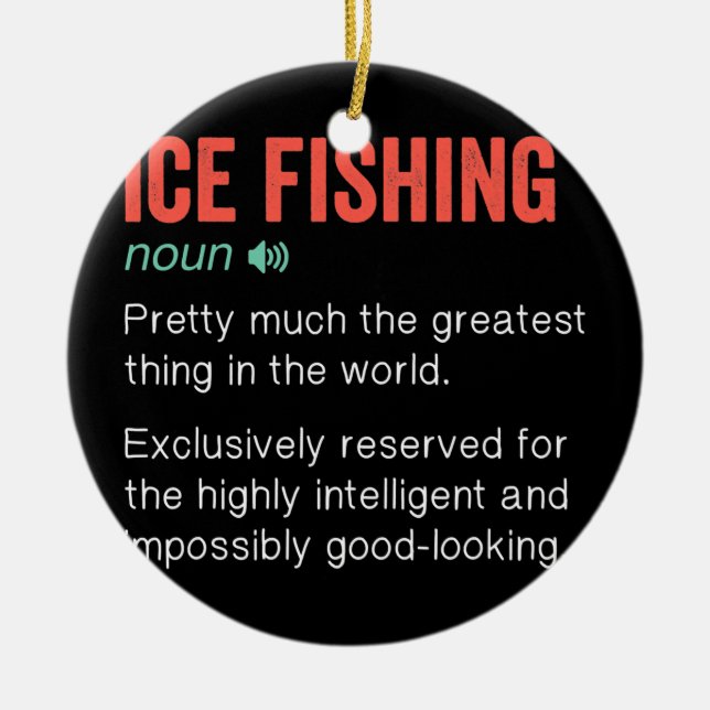 Ices Fisherny Definition Ice Fisherman Gift Julgransprydnad Keramik (Framsidan)