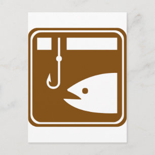 Ices Fishing Highway Sign Vykort