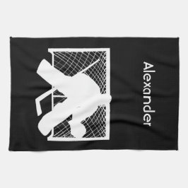 Ices hockey skate towel goalie black white kökshandduk