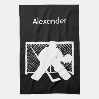 Ices hockey skate towel goalie black white kökshandduk