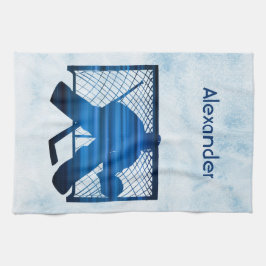 Ices hockey skate towel goalie blue kökshandduk