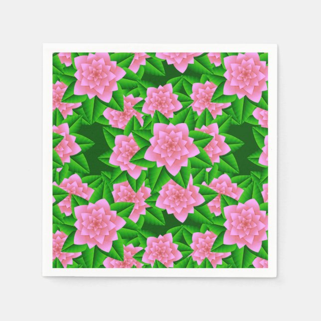 Ices Rosa Camellias och Grönt Löv Pappersservett (Framsidan)