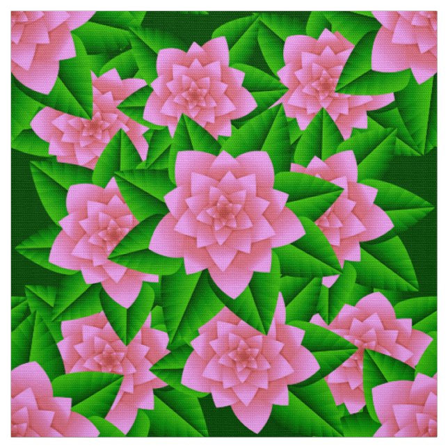 Ices Rosa Camellias och Grönt Löv Tyg (Provkarta)