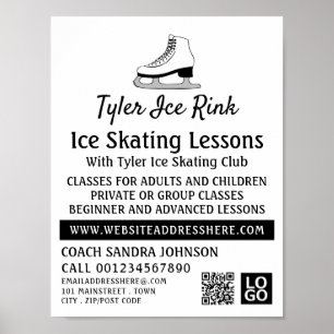 Ices Skate Design, Ice Skating Lesson Advertising Poster