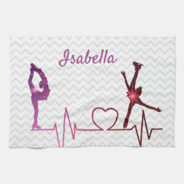 Ices Skater Tower-bladspulsslag rosa till röd stjä Kökshandduk