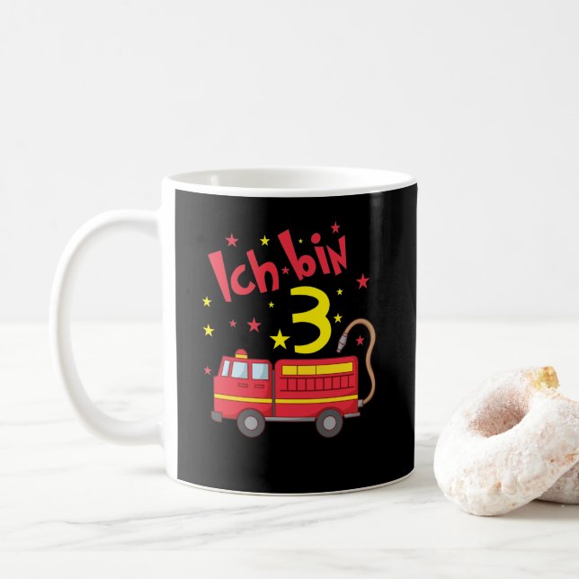 Ich bin 3 Jahre alt Feuerwehrauto Geburtstag Kaffemugg (Med munk)