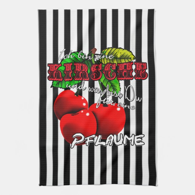 ich bin eine Kirsche was bist Du für eine Pflaume Kökshandduk (Vertikal)