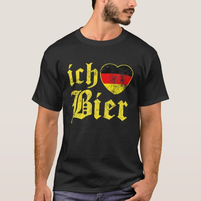 Ich Liebe Bier Funny German Beer Tyskland Flagga O T Shirt (Framsida)