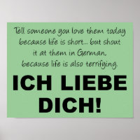 Ich Liebe Dich I Kärlek Du Poster ju Underteckna.
