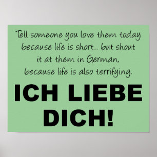 Ich Liebe Dich I Kärlek Du Poster ju Underteckna.
