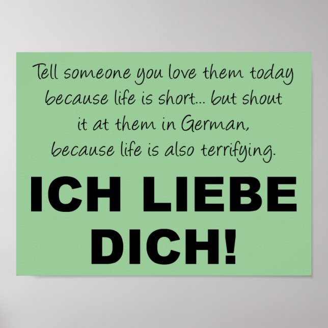 Ich Liebe Dich I Kärlek Du Poster ju Underteckna. (Framsidan)