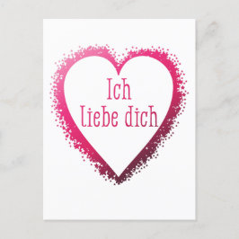 Ich liebe dich, jag kärlek dig på tyska på rosa vykort