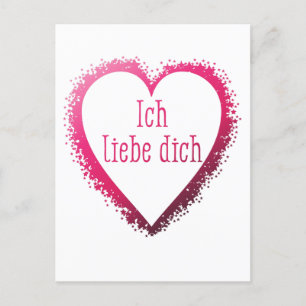 Ich liebe dich, jag kärlek dig på tyska på rosa vykort