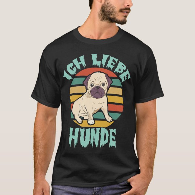 Ich Liebe Hunde – Retro Style T Shirt (Framsida)