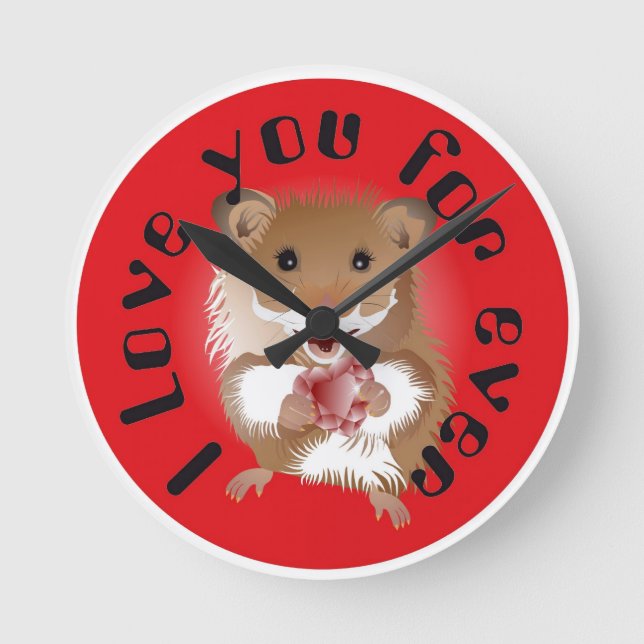Ich liebe meinen kleinen Hamster Uhr Rund Klocka (Framsida)