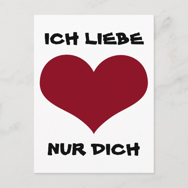 ICH LIEBE NUR DICH - rotes Herz Vykort (Framsida)