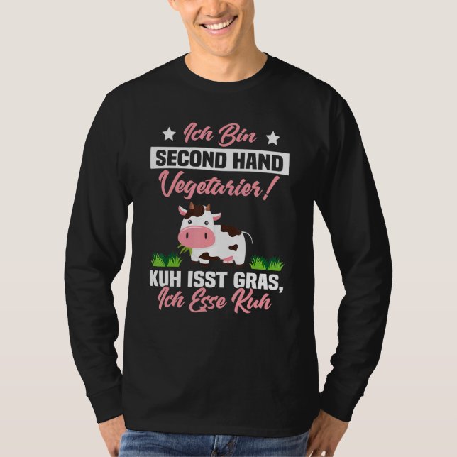Ich Tunna Second Hand Vegetarian Cow Eats Gras Ich T Shirt (Framsida)