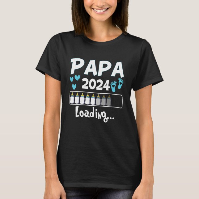 Ich Werde Papa Loading 2024 Baby Announcement Boy  T Shirt (Framsida)