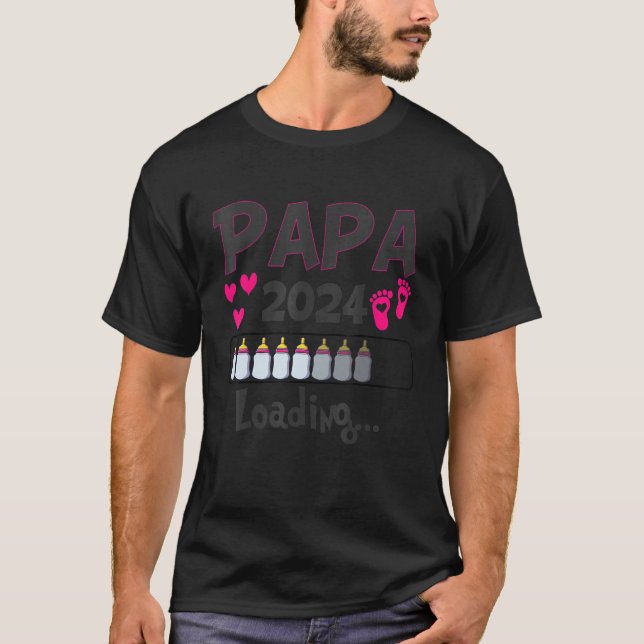 Ich Werde Papa Loading 2024 Baby Announcement Girl T Shirt (Framsida)
