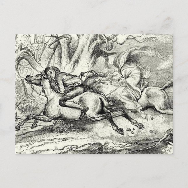 Ichabod Crane Running Away Vykort (Framsida)