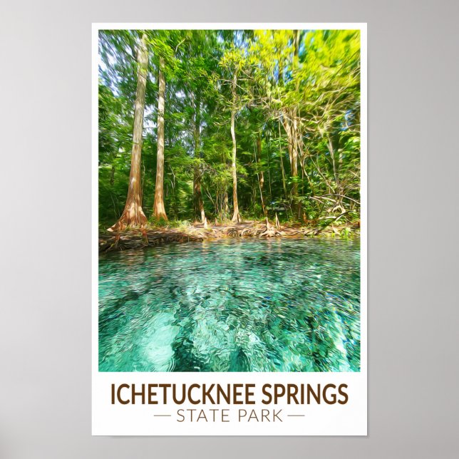 Ichetucknee Vår State Park Florida Watercolor Poster (Framsidan)