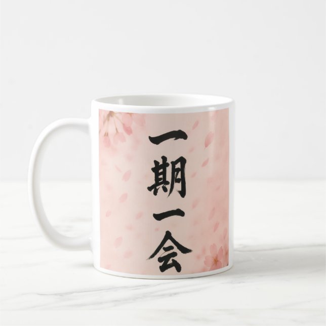 Ichigo Ichie Sakura Zen Mug – Japanese Calligraphy Kaffemugg (Vänster)