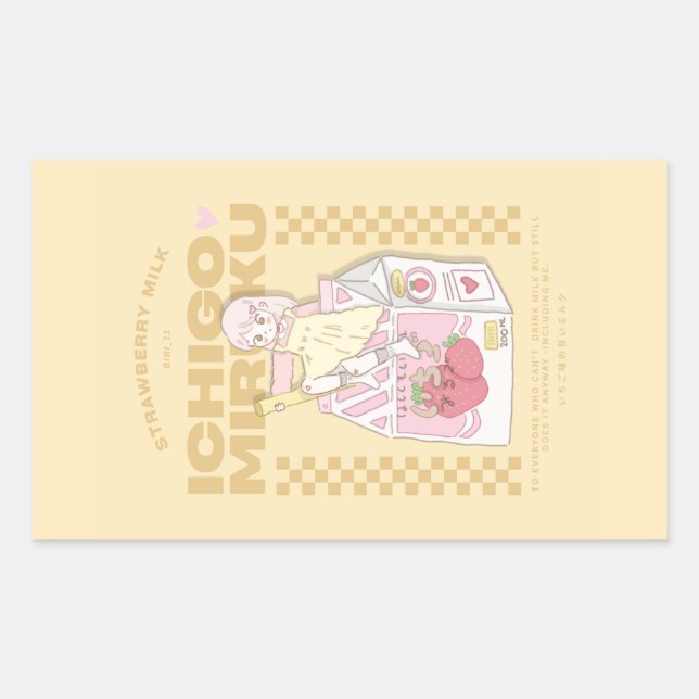 🍓✨Ichigo mjölk ✨🍓 Rektangulärt Klistermärke (Framsida)