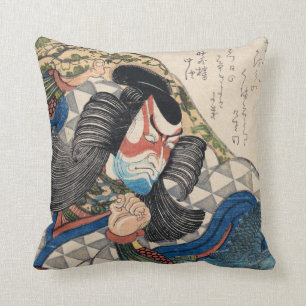 Ichikawa Danjuro kabuki samurai krigare tatuerings Kudde