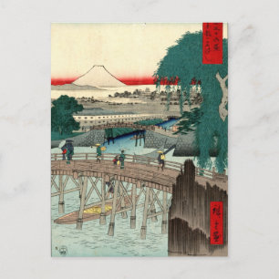 Ichikobu Bridge av Hiroshige Vykort