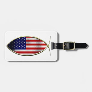 Ichthus - amerikanska flaggan bagagebricka