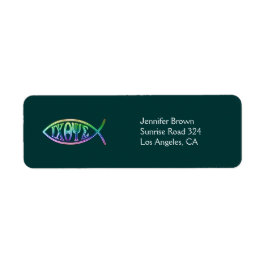 Ichthus Christian Fish Address Label Returadress Etikett