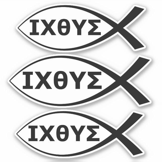 Ichthus Christian Fish IXOYE Jesus Gud Klistermärken (Framsida)