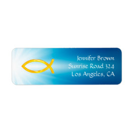 Ichthus - Christian Fish Symbol - adressetikett Returadress Etikett
