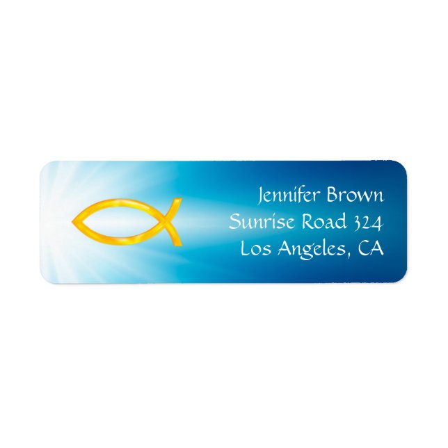 Ichthus - Christian Fish Symbol - adressetikett Returadress Etikett (Framsidan)