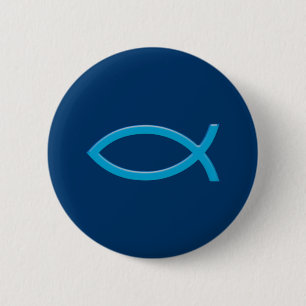 Ichthus - Christian Fish Symbol - Blue Knapp