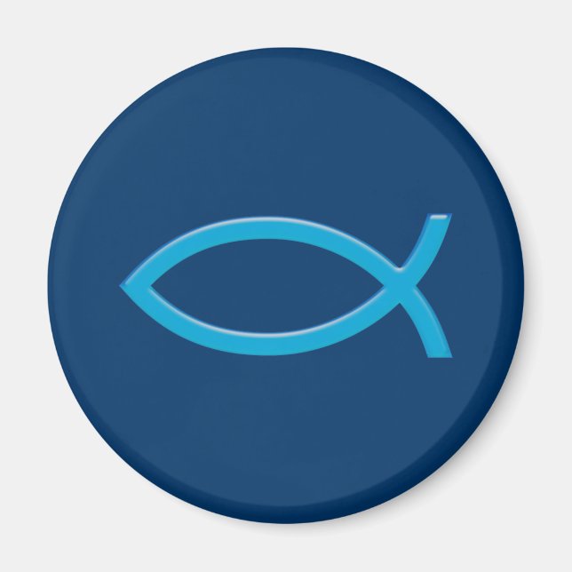 Ichthus - Christian Fish Symbol - Blue Magnet (Framsidan)