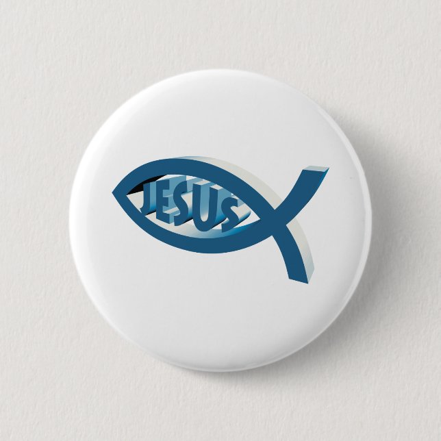 Ichthus - Christian Fish Symbol - Jesus Scripture Knapp (Framsida)