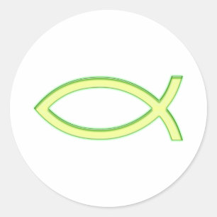 Ichthus - Christian Fish Symbol - Ljust grönt Runt Klistermärke